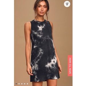 NWT Lulus m Navy Blue Tie Dyed Shift Dress